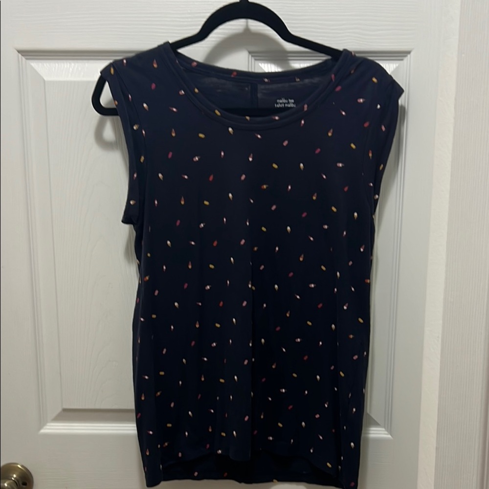 Banana Republic Navy Muscle Tee with Colorful Dots
